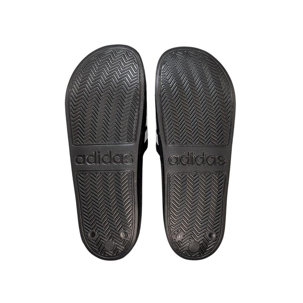 NWOT Adidas Adilette Shower Slip On Sandals Slides Core Black White Mens 11 - Picture 2 of 9